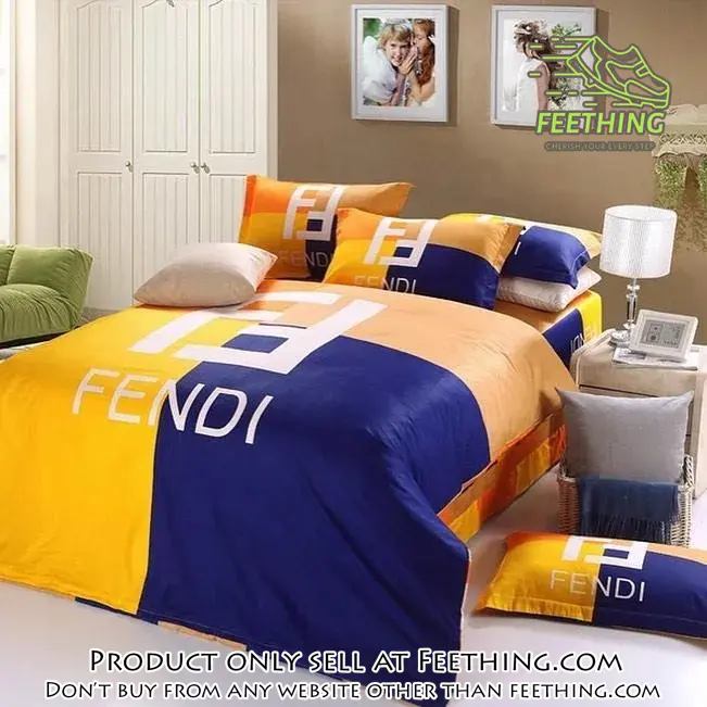 Fendi logo luxury brand highend bedding set home decor ft3420719